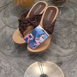 Roxy Women's Brown Leather Clogs Sandals Size 8 New